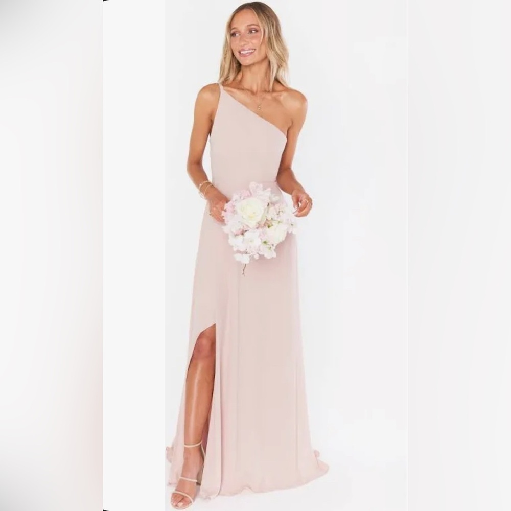 SHOW ME YOUR MUMU Shannon One Shoulder Dress Dusty Blush Crisp Bridesmaid Sz S